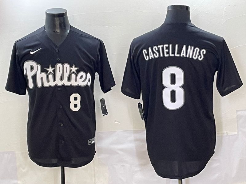 Men 2025 Philadelphia Phillies 8 Castellanos Black Fashion Nike MLB Jersey style 7152
